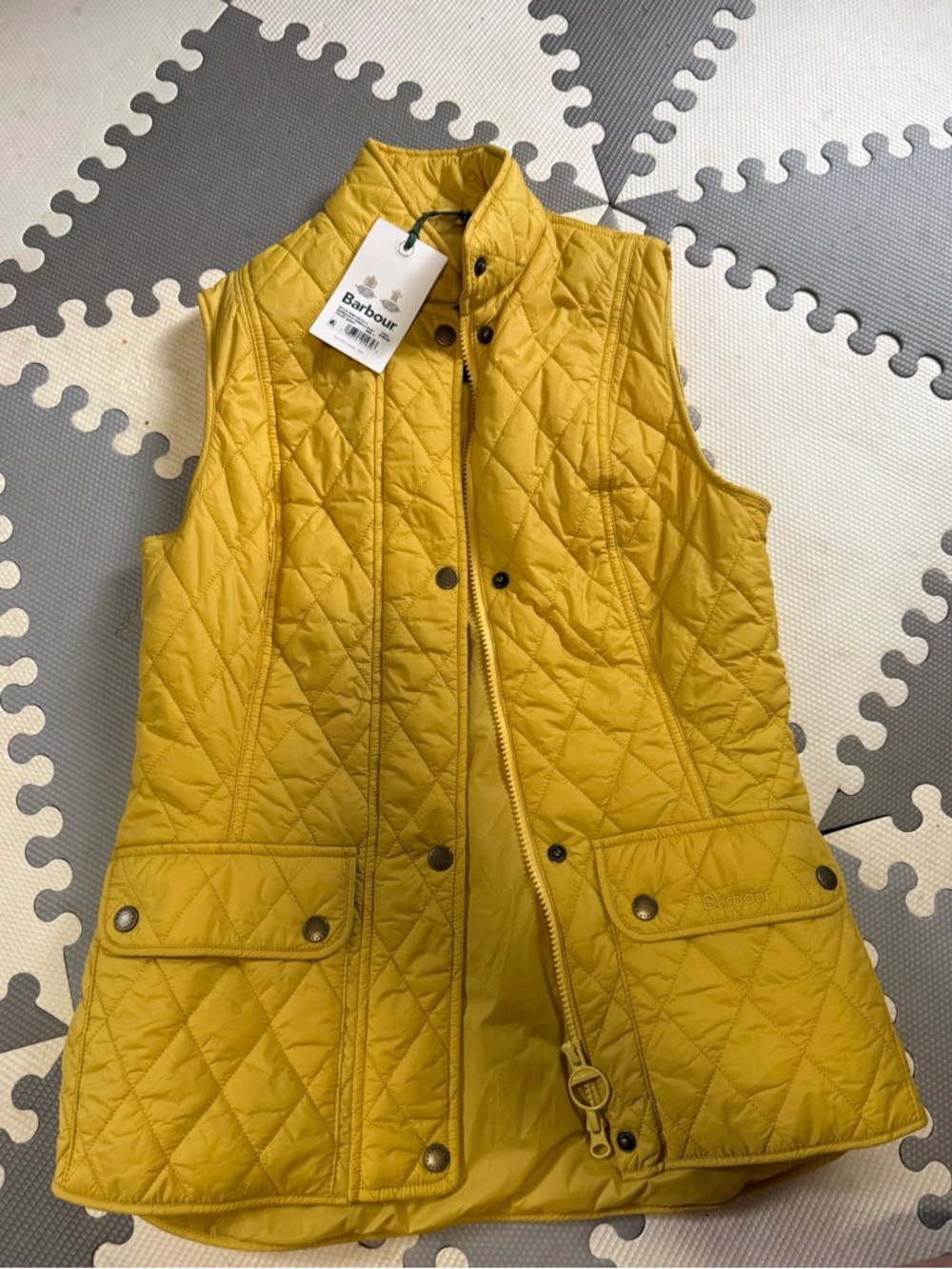 Barbour Quilted Mustard Yellow Sleeveless Vest